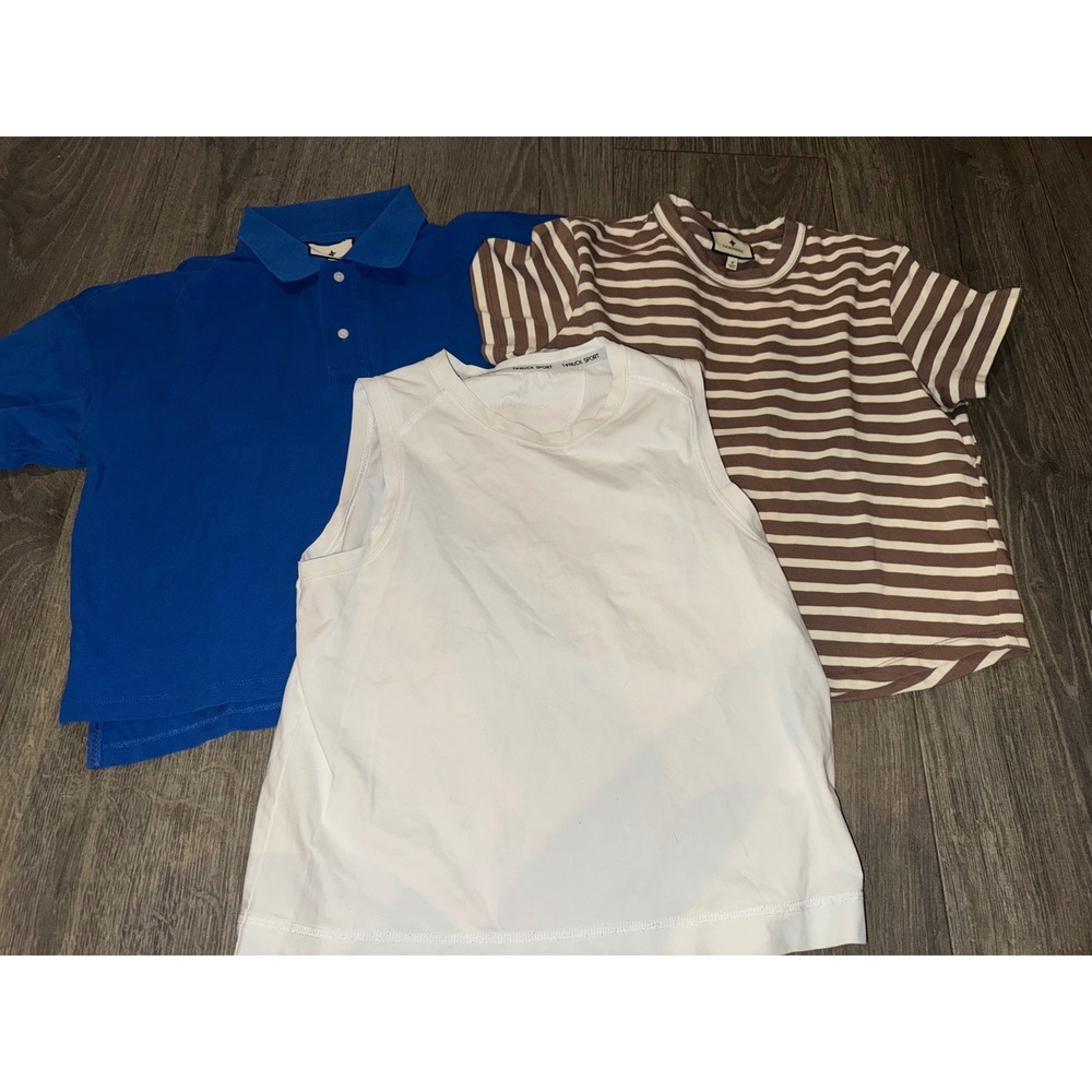 Tuckernuck Women Tops Bundle Size Small White Tank Striped Tee Blue Polo 3pc Set
